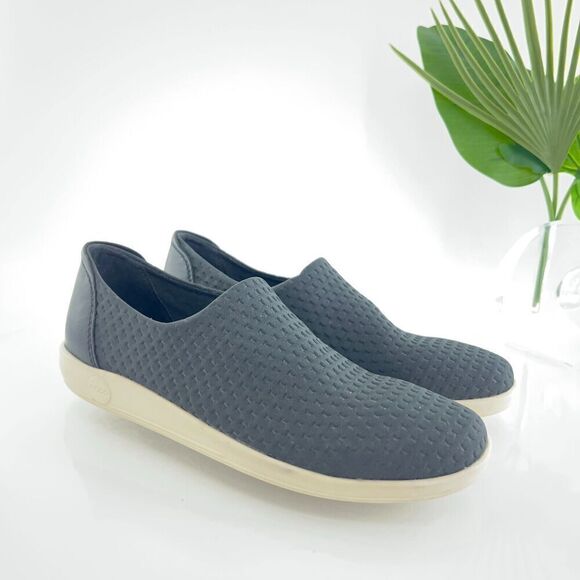 Ecco Women's Soft 2.0 Slip On Shoe Size 37 6 Black Fabric Casual Flat Stretchy - Picture 1 of 13